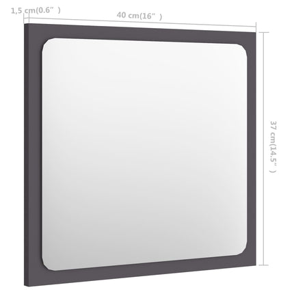 Bathroom Mirror Gray 15.7"x0.6"x14.6" Engineered Wood