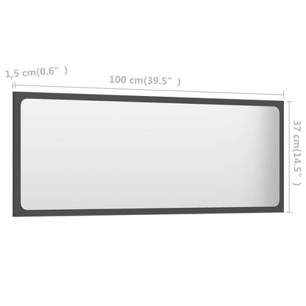 Bathroom Mirror Gray 39.4"x0.6"x14.6" Engineered Wood