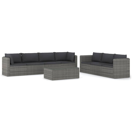 8 Piece Patio Lounge Set with Cushions Poly Rattan Gray
