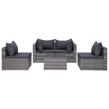 8 Piece Patio Lounge Set with Cushions Poly Rattan Gray