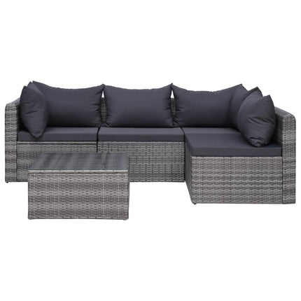 8 Piece Patio Lounge Set with Cushions Poly Rattan Gray