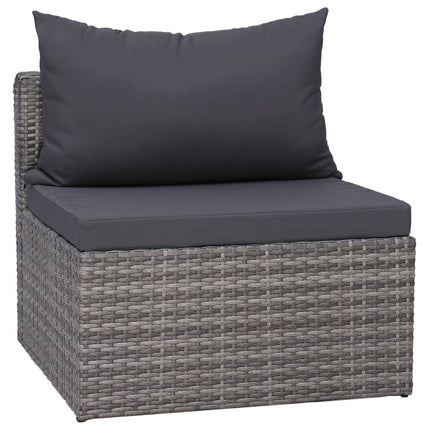 8 Piece Patio Lounge Set with Cushions Poly Rattan Gray