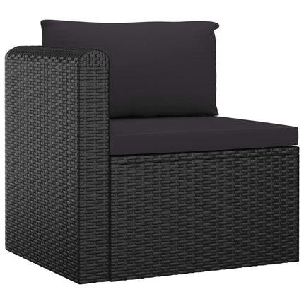 11 Piece Patio Lounge Set with Cushions Poly Rattan Black