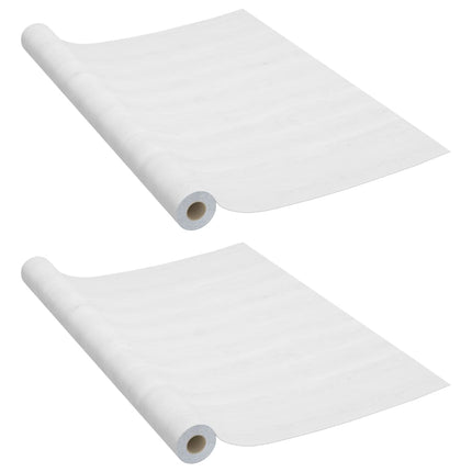 Self-adhesive Furniture Films 2 pcs White Wood 196.9"x35.4" PVC