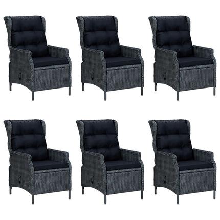 7 Piece Patio Dining Set with Cushions Poly Rattan Dark Gray