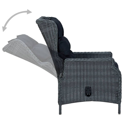 7 Piece Patio Dining Set with Cushions Poly Rattan Dark Gray