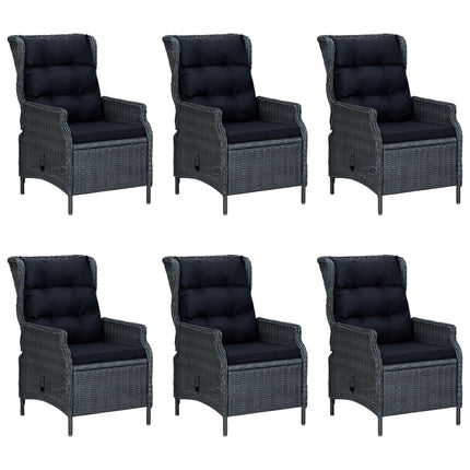 7 Piece Patio Dining Set with Cushions Poly Rattan Dark Gray