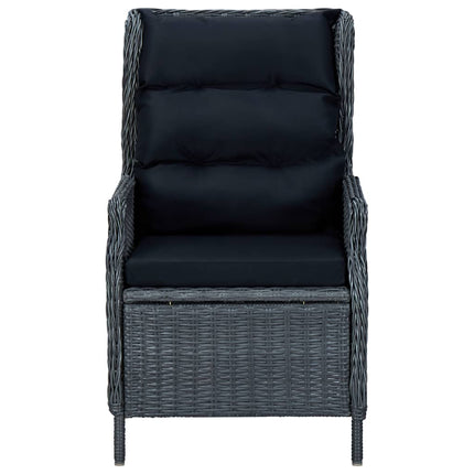 9 Piece Patio Dining Set with Cushions Poly Rattan Dark Gray