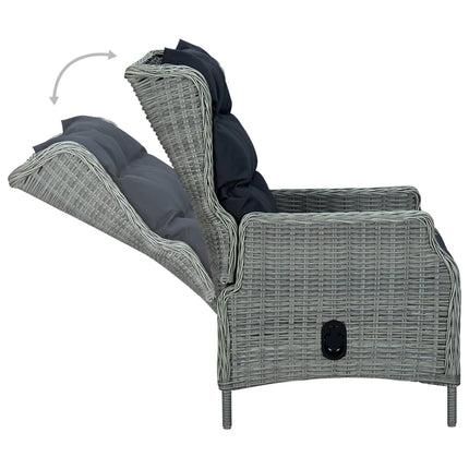 7 Piece Patio Dining Set with Cushions Poly Rattan Light Gray