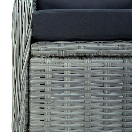 7 Piece Patio Dining Set with Cushions Poly Rattan Light Gray