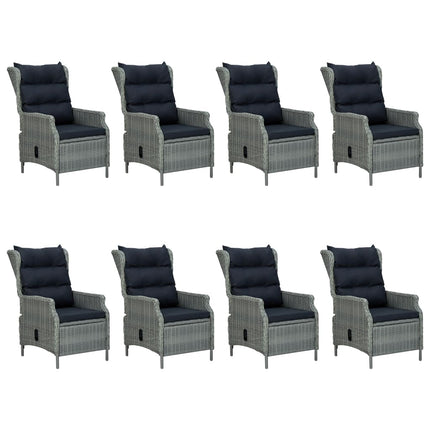 9 Piece Patio Dining Set with Cushions Poly Rattan Light Gray