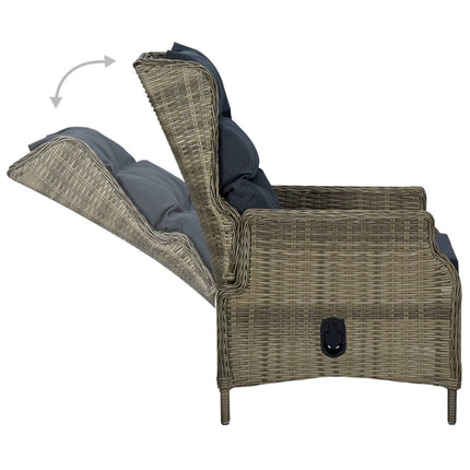 7 Piece Patio Dining Set with Cushions Poly Rattan Brown