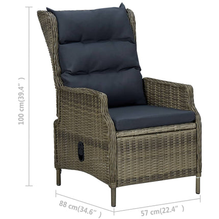 7 Piece Patio Dining Set with Cushions Poly Rattan Brown