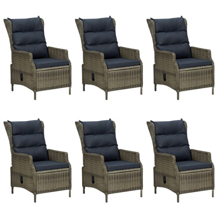 7 Piece Patio Dining Set with Cushions Poly Rattan Brown