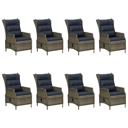 9 Piece Patio Dining Set with Cushions Poly Rattan Brown