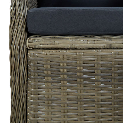 9 Piece Patio Dining Set with Cushions Poly Rattan Brown