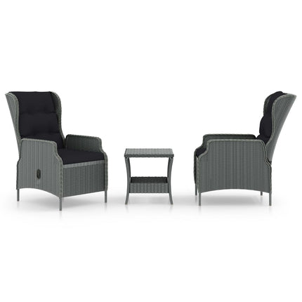 3 Piece Patio Lounge Set with Cushions Poly Rattan Light Gray