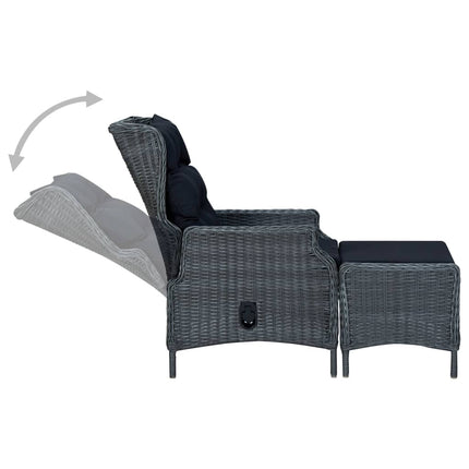 2 Piece Patio Lounge Set with Cushions Poly Rattan Dark Gray