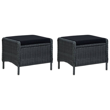 3 Piece Patio Lounge Set with Cushions Poly Rattan Dark Gray