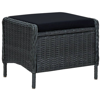 9 Piece Patio Dining Set with Cushions Poly Rattan Dark Gray