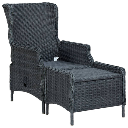 9 Piece Patio Dining Set with Cushions Poly Rattan Dark Gray