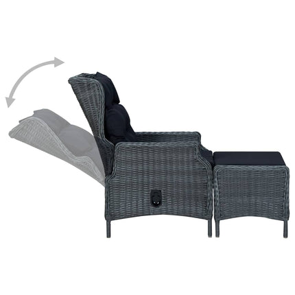 9 Piece Patio Dining Set with Cushions Poly Rattan Dark Gray