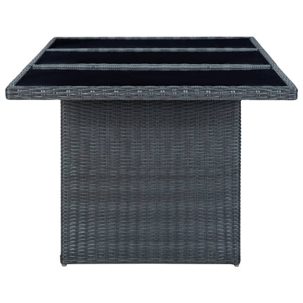 7 Piece Patio Dining Set with Cushions Poly Rattan Dark Gray