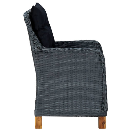 7 Piece Patio Dining Set with Cushions Poly Rattan Dark Gray