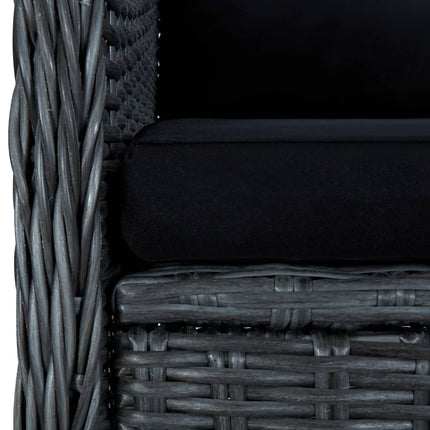 7 Piece Patio Dining Set with Cushions Poly Rattan Dark Gray