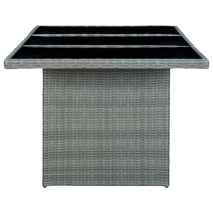 9 Piece Patio Dining Set with Cushions Poly Rattan Light Gray