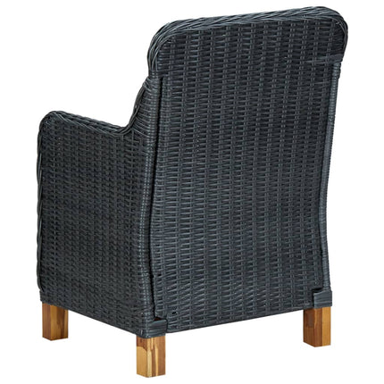 3 Piece Patio Lounge Set with Cushions Poly Rattan Dark Gray