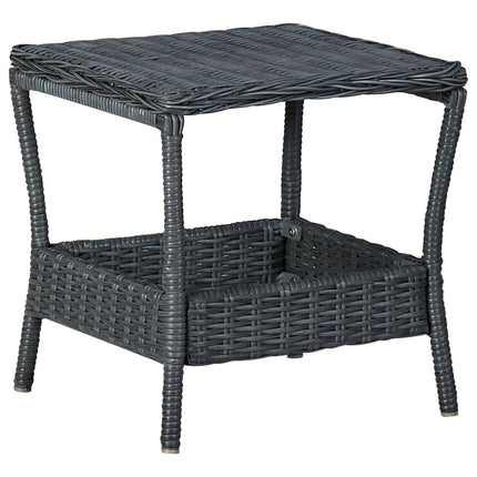 3 Piece Patio Lounge Set with Cushions Poly Rattan Dark Gray