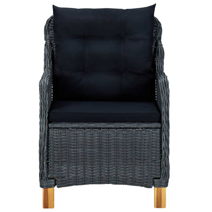 3 Piece Patio Lounge Set with Cushions Poly Rattan Dark Gray