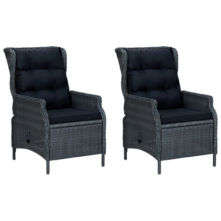 9 Piece Patio Dining Set with Cushions Poly Rattan Dark Gray