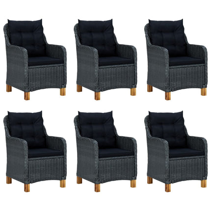 9 Piece Patio Dining Set with Cushions Poly Rattan Dark Gray