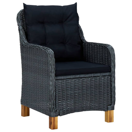 9 Piece Patio Dining Set with Cushions Poly Rattan Dark Gray
