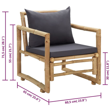 Patio Chairs with Cushions 2 pcs Bamboo