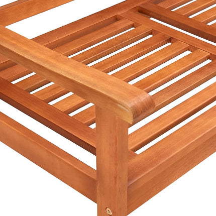 2-Seater Patio Bench with Cushion 47.2" Solid Eucalyptus Wood