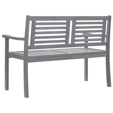 2-Seater Patio Bench with Cushion 47.2" Gray Eucalyptus Wood