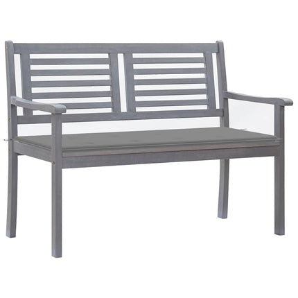 2-Seater Patio Bench with Cushion 47.2" Gray Eucalyptus Wood