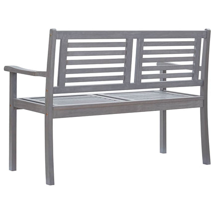 2-Seater Patio Bench with Cushion 47.2" Gray Eucalyptus Wood