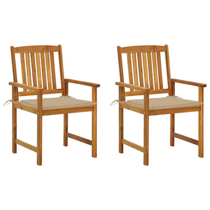Patio Chairs with Cushions 2 pcs Solid Acacia Wood