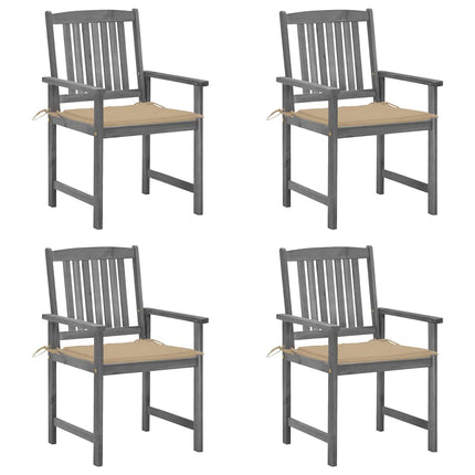Patio Chairs with Cushions 4 pcs Gray Solid Acacia Wood