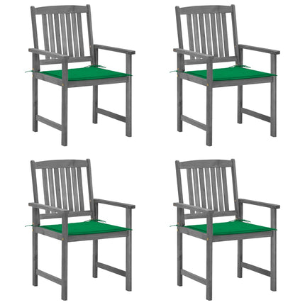 Patio Chairs with Cushions 4 pcs Gray Solid Acacia Wood