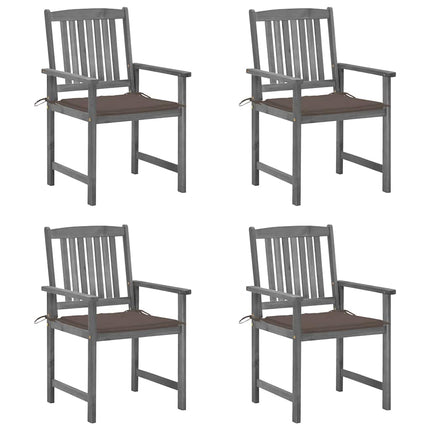 Patio Chairs with Cushions 4 pcs Gray Solid Acacia Wood