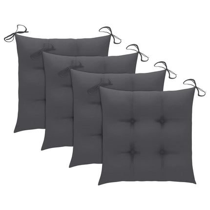 Patio Chairs with Cushions 4 pcs Gray Solid Acacia Wood