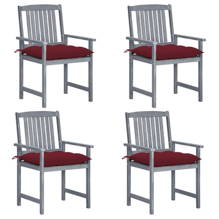 Patio Chairs with Cushions 4 pcs Gray Solid Acacia Wood