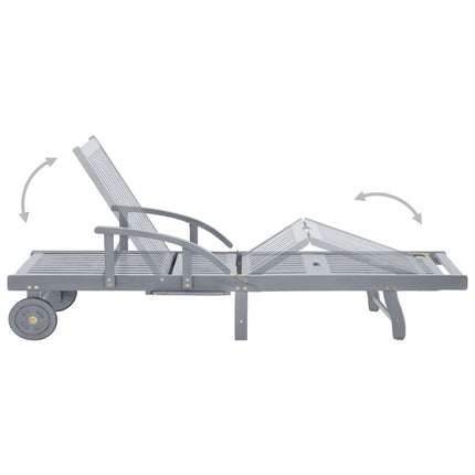 Patio Sun Lounger with Cushion Solid Wood Acacia