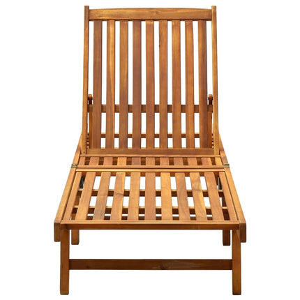 Patio Sun Lounger with Cushion Solid Wood Acacia