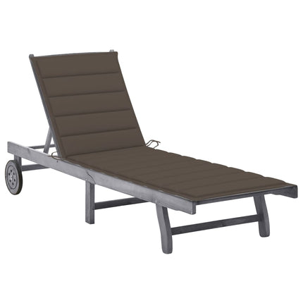 Sunlounger Grey Solid Acacia wood, 100% polyester fabric 78.7in